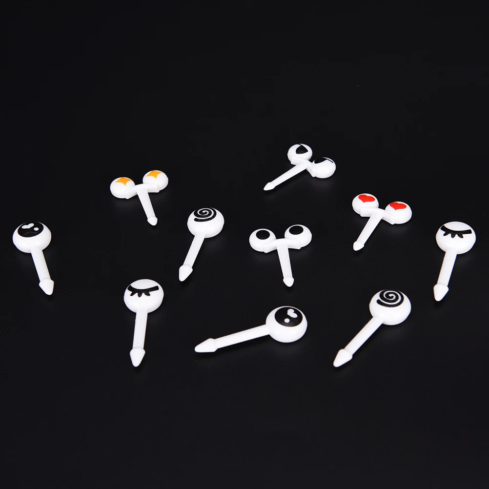 

10PCs/Lot Cute Plastic Fruit Toothpick Lovely Eye Cartoon Expression Forks For Children Bento Decorative Tableware Food Picks