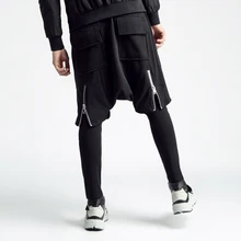 27-44! Новая трендовая мужская одежда на молнии сзади из искусственной кожи, два предмета, базовые штаны, повседневные трикотажные штаны, костюмы певицы