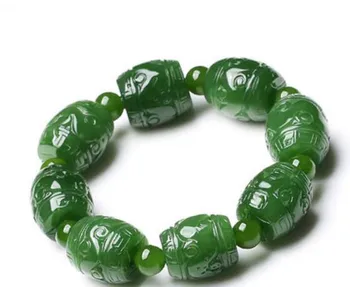 

Xinjiang Hetian jade jasper road pass men and women natural jade jade transfer beads green bracelet Free Shipping