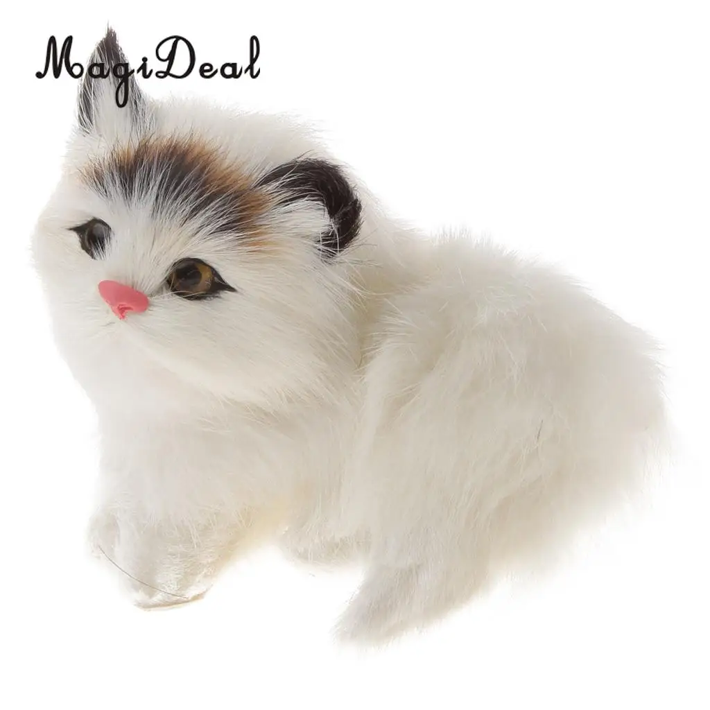 Cute Realistic Cat Animal Toys Furry Interior Ornament Kids Children Girls Birthday Gift Bedroom Decoration Black Forehead
