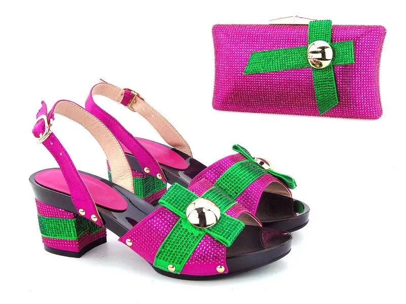 

2017 newest shoes and bag matching set italy design sandal shoes mix color with clutches bag african shoes bag set HMS0030