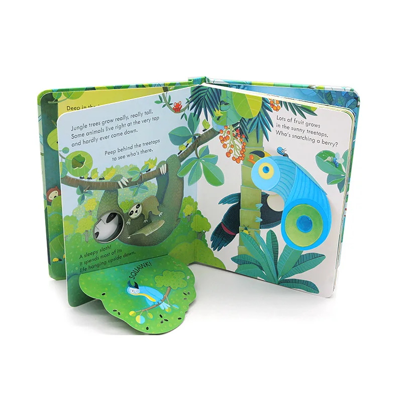 Оригинальные обучающие книги с картинками на английском языке, с открытым носком в джунглях для детей раннего возраста, подарок для детей, книга для чтения