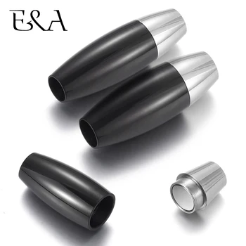 

Stainless Steel Magnetic Clasp Two-Tone Rugby Hole 5mm 6mm Leather Cord Clasps Magnet Buckle DIY Bracelet Jewelry Making Supply