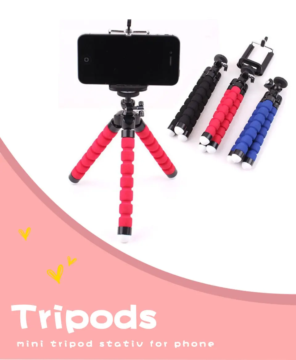Mini Flexible Tripods tripod for phone Mobile camera holder  smartphone monopod tripe stand octopus mini tripod With Phone Clip (1)