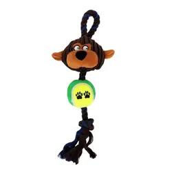 Практичный хлопок веревки теннисный мяч Плюшевая собака игрушки Pet играя обезьяна интерактивные жевать звук игрушки