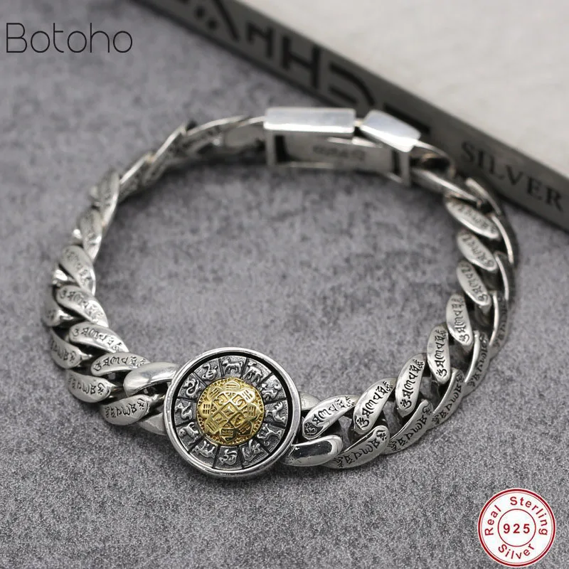 Чистый 925 пробы серебряный браслет с сеткой S925 тайский серебряный браслет женский мужской ювелирный браслет с шармом панка мужской браслет - Окраска металла: A