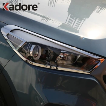 

Fit For Hyundai Tucson 2015-2017 2018 ABS Chromed Front Head Light Lamp Shade Cover Car Decoration Headlight Sheild Accessories