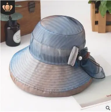 Зеленый Шляпа женская летняя кепка козырек Складная Солнцезащитная органза модная защита от ультрафиолета, от Солнца шляпа шапочка для бассейна Женская sapka chapeau femme ete - Цвет: Зеленый