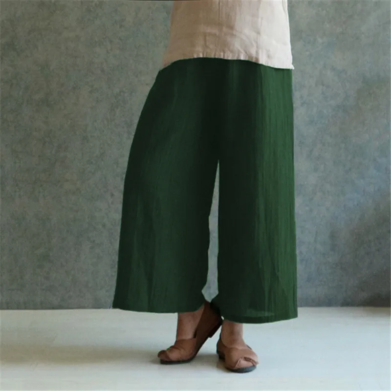 2018 Vintage Palazzo Pants Summer New Casual Women Wide Leg Harem Elastic Waist Lady Turnip Pantalon Pant Long Trousers Baggy Pants