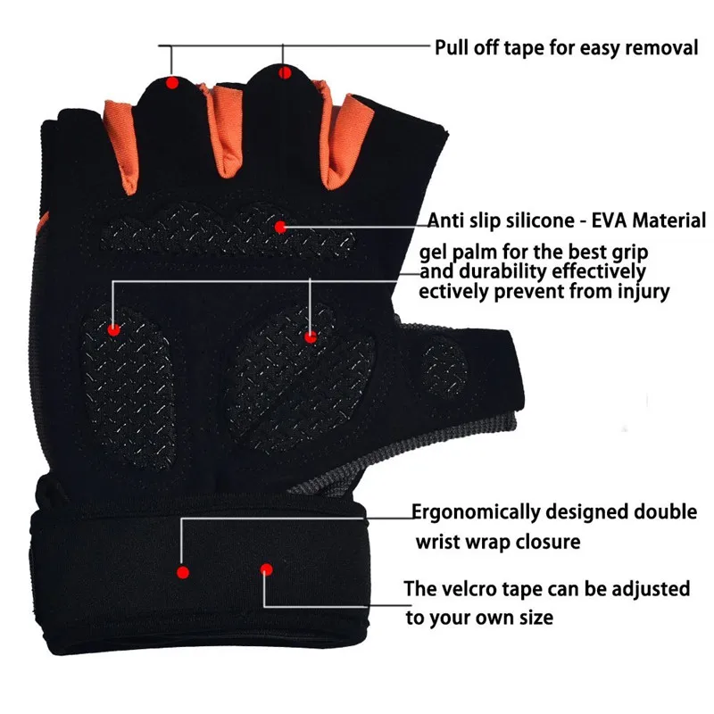 1 пара, перчатки для тяжелой атлетики с половинчатыми пальцами для ...