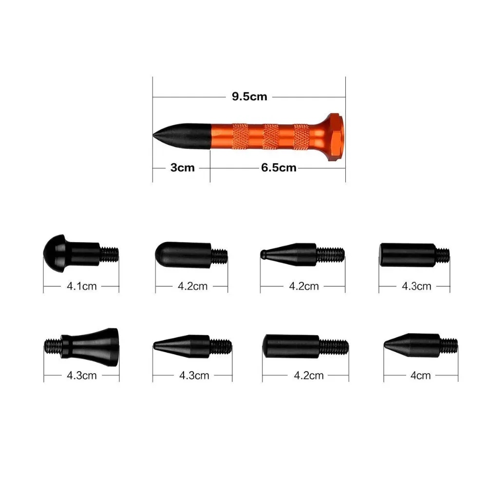 Ferramenta de Remoção de Dente + Borracha Cabeça para Baixo para o Corpo Martelo com 5 Caneta + 9 Dent Derrubar Ferramenta Kits Pcs Tap Baixo Auto Removedor Pdr 15 Conj. de materiais p/ polimento e moagem