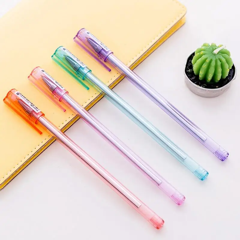 

12 Pcs/lot Transparent Gel Pen 6 Colours 0.35mm MUJI Style Pen for Office School Supplies Writing Paper Stationery
