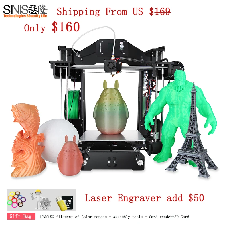 

Upgraded Sinis Z1 Normal Version and Laser Engraver High Precision Printing Intelligent Leveling Remote Feeding 3d Printer Kit