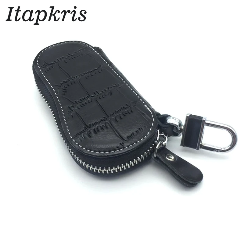 

Fashion Women Key Wallets Genuine Leather Housekeeper Zipper Car Keys Holder Organizer Covers Pouch Black Red Blue