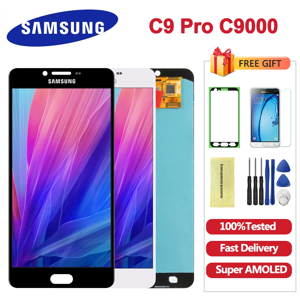 

6.0"inch AMOLED C9 LCD Display for SAMSUNG Galaxy C9 Pro LCDs C9000 Display Touch Screen Replacement Parts free shipping