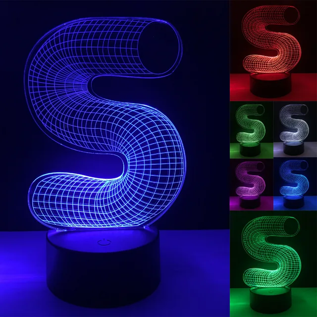 Unique Alphabet Letter S Rgb Grant Table Led Sleeping Night Unique Alphabet Letter S Rgb Grant Table Led Sleeping Night Light Usb Touch Home Bedside