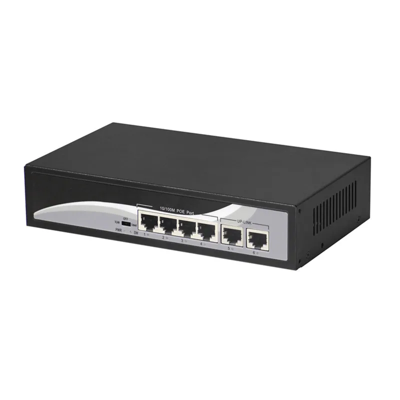 KuWfi 48V POE сетевой переключатель 6 портов 10/100 Мбит/с коммутатор с 4 POE портами и 2 utlink Ethernet для AP/камер
