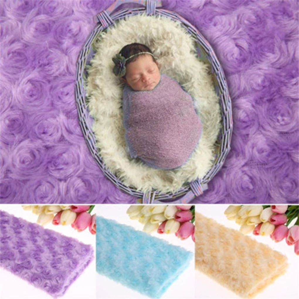 

Girl Boy Baby Newborn Color Rose Pattern Photograph Props Fluff Blanket Flower Blanket Infant Soft Blanket Wraps for Photoshoot