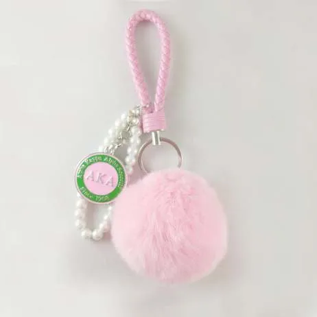 

10pcs aka pink mink hair Alpha Kap Alpha keychain