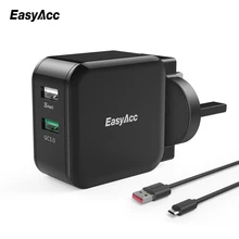 EasyAcc Quick Charge 3.0 30W Wall Charger 2-Port Smart Adapter Travel Changer for Samsung Galaxy S6 7 Huawei LG Xiaomi Phone