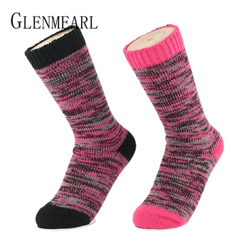 

Merino Wool Women Socks Hosiery Upscale Brand Knitting Fall Winter Warm Coolmax Compression Thick Female Ladies Boot Socks 2PK