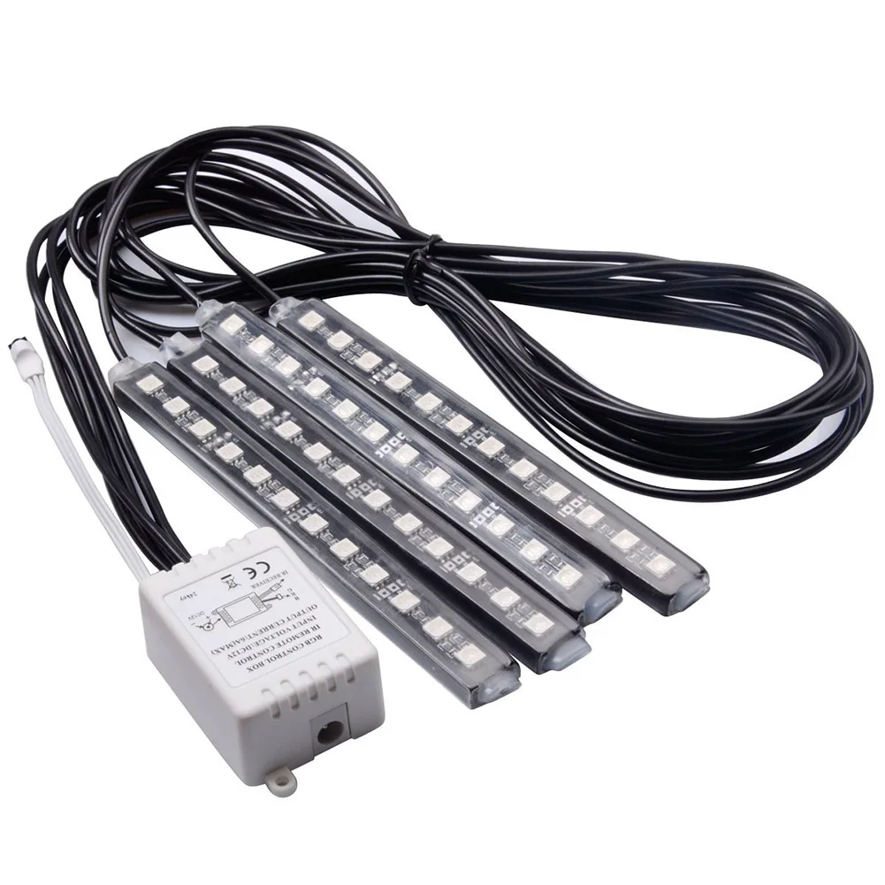 

12V Car RGB LED DRL 4Pcs Strip Light Car Auto Decorative Flexible LED Strips Atmosphere Lamp Light Kit Car Styling