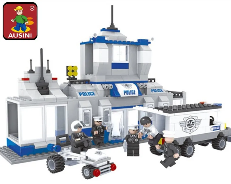 AUSINI 23701 POLICE station with car Assembled Model Building Blocks