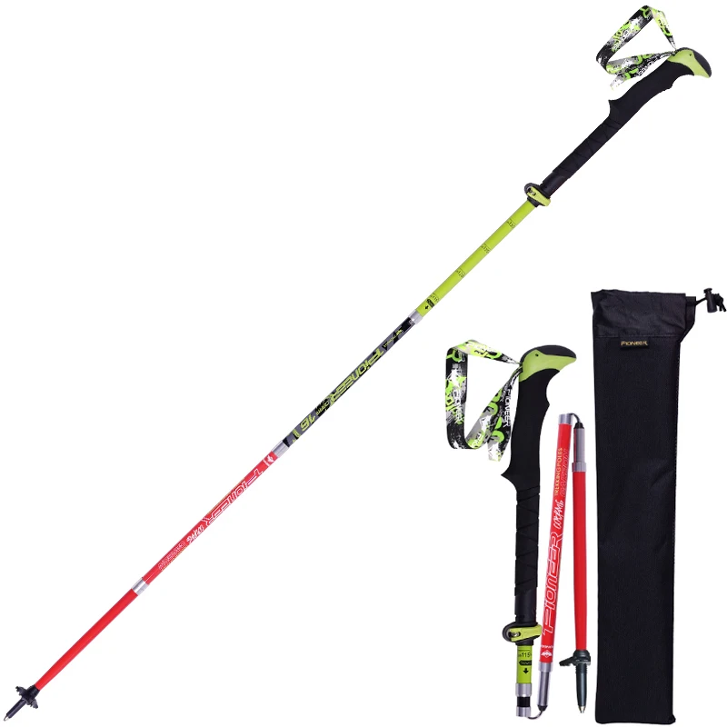 1 пара складные палки для скандинавской ходьбы углеродного волокна регулируемый треккинговые палки ледоруба телескопическая лыжные палки восхождение трости