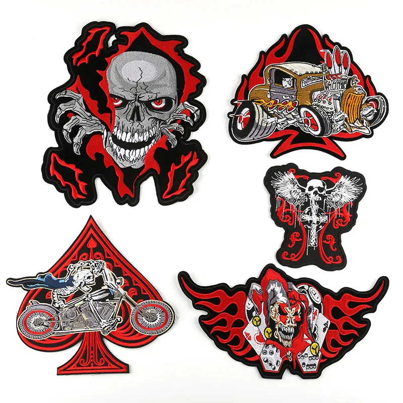 Large new kulou cloth paste embroidered patch punk rock European and American style ghost head large personality clothes | Дом и сад