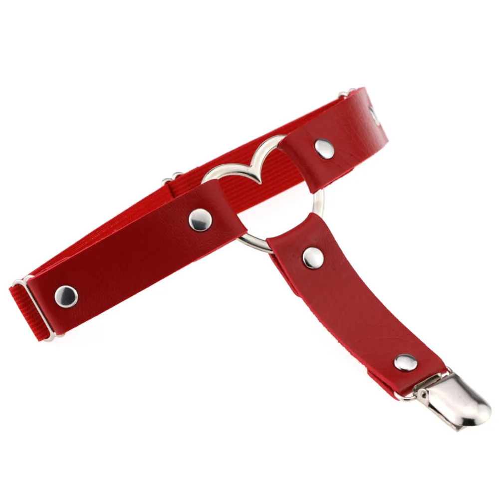 Heart Rivet Adjustable Garter Belt Women Pu Leather Garters Thigh