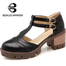 Big size Rome T straps Double Buckle Close Chunky Heels Summer Shoes Round Toe Outdoor Casual Dress Girl Women Gladiator Sandals