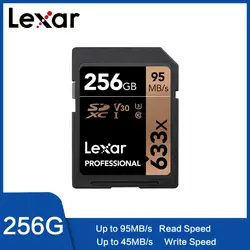 Оригинальный Lexar 95 Ms 633x128 GB 64 GB U1 SDHC 256 GB 16 GB 32 GB U3 sd-карта SDXC Class 10 карт памяти для 1080 p 3D 4 K видео Камера