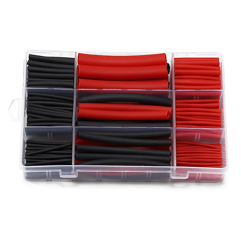 

270Pcs 3: 1 Shrink Ratio Dual Wall Adhesive Lined Heat Shrink Tubing Tube 6 Size 2 Color KIT Black Red