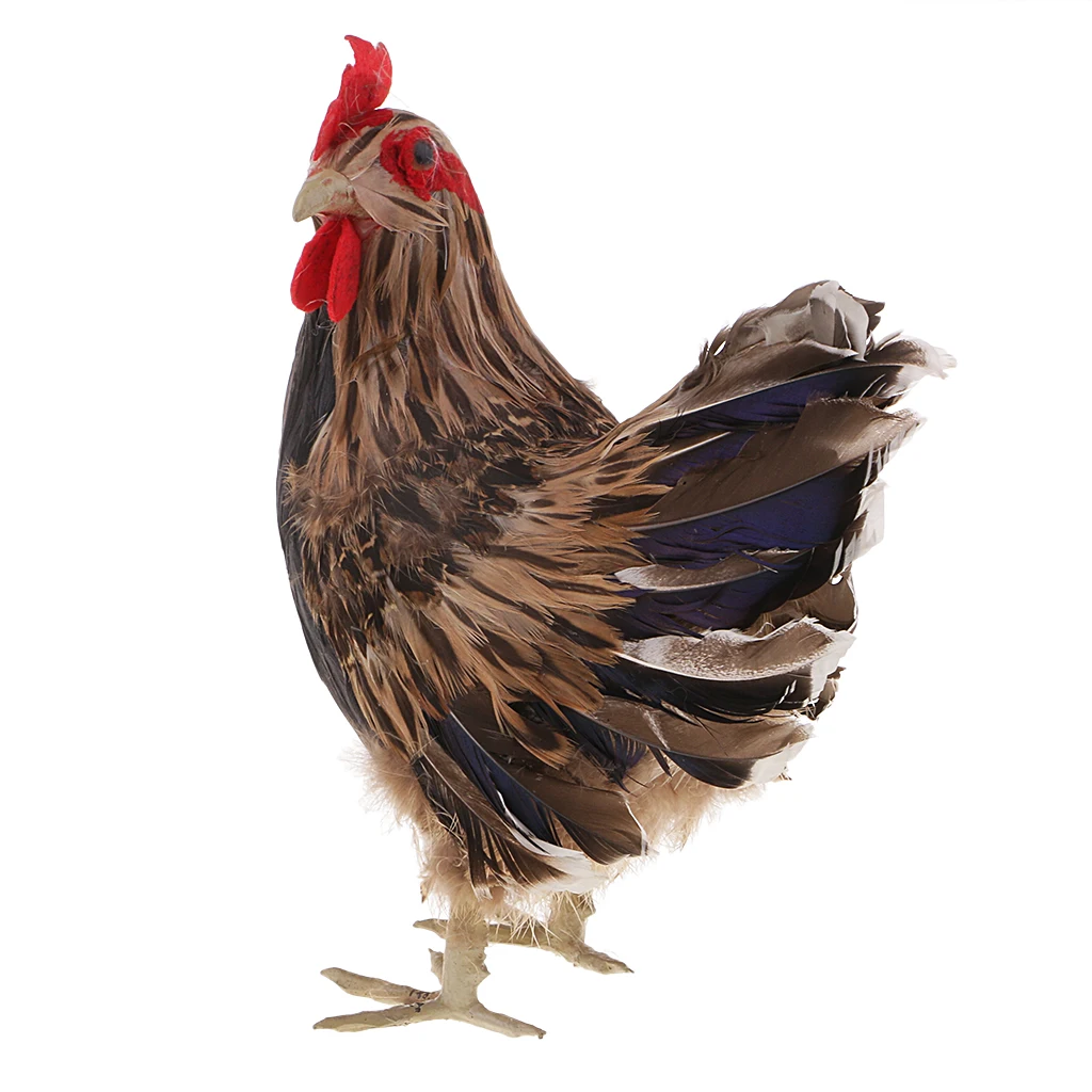 9 Inch Lightweight Hen Model Farm Life Animal Figure Decoration - PVC + Feather