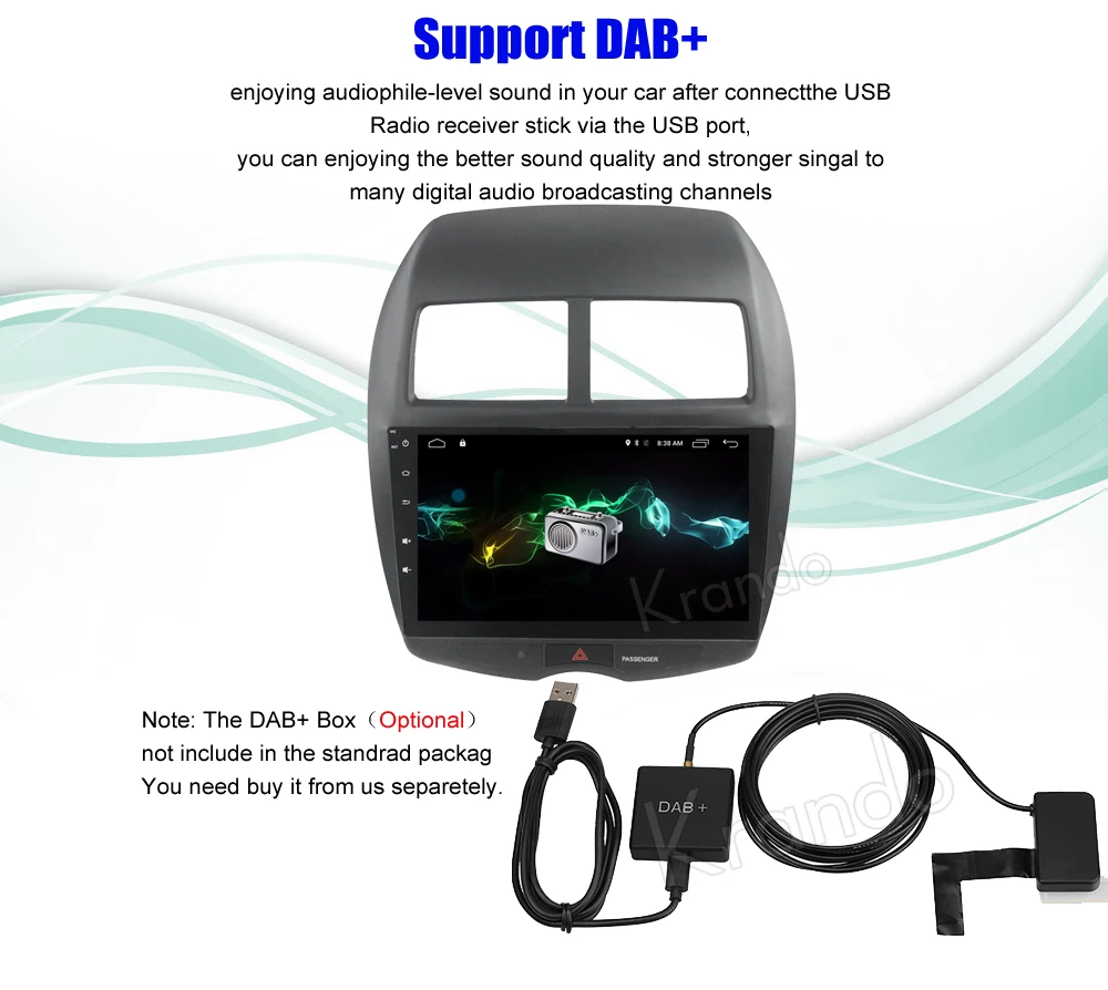 Discount Krando Android 7.1 10.1" (no dvd) car multimedia for peugeot 4008 for Mitsubishi ASX For Citroen C4 Aircross radio navigation 10