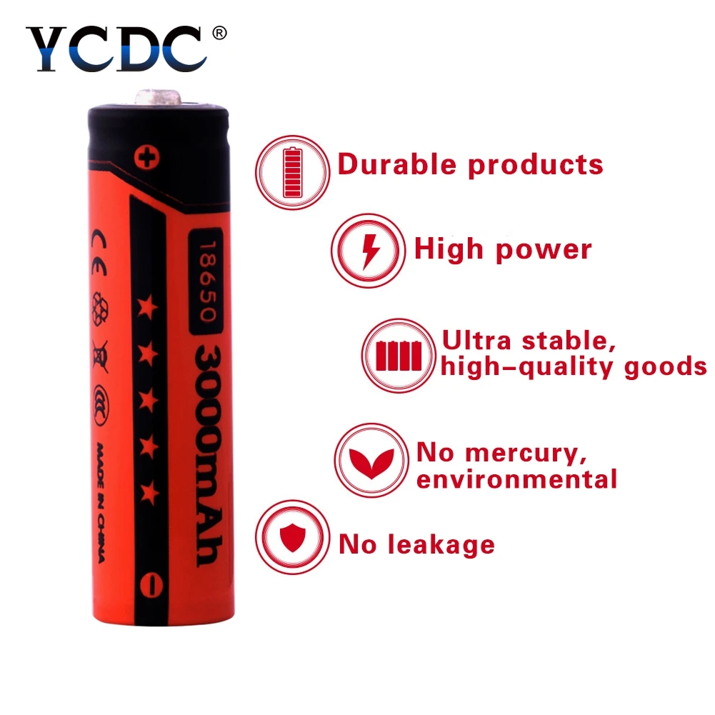 YCDC 2 20 шт./кор. литий ионный аккумулятор 18650 Перезаряжаемые батареи 3 7 V 3000 мА/ч