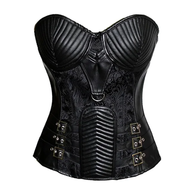 S 2xl Vintage Gothic Clothing Plus Size Black Overbust Corset Burlesque