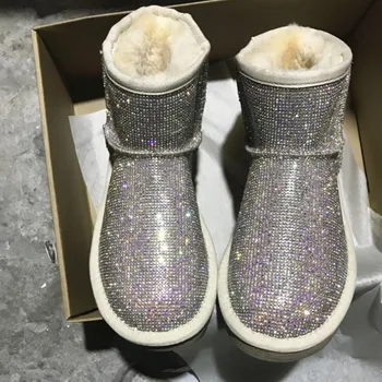 

Rhinestone Winter Boots Women Shoes Warm Plush Ankle Boots Women With Fur Platform Snow Boots Sheep Skin Shoes Australia
