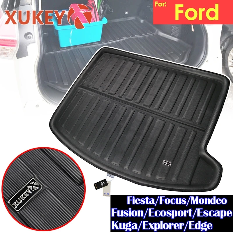 XUKEY грузовой лайнер лоток багажник коврик для Ford Fiesta MK7 Focus MK2 MK3 Mondeo Fusion Ecosport Escape Kuga Explorer Edge Endura