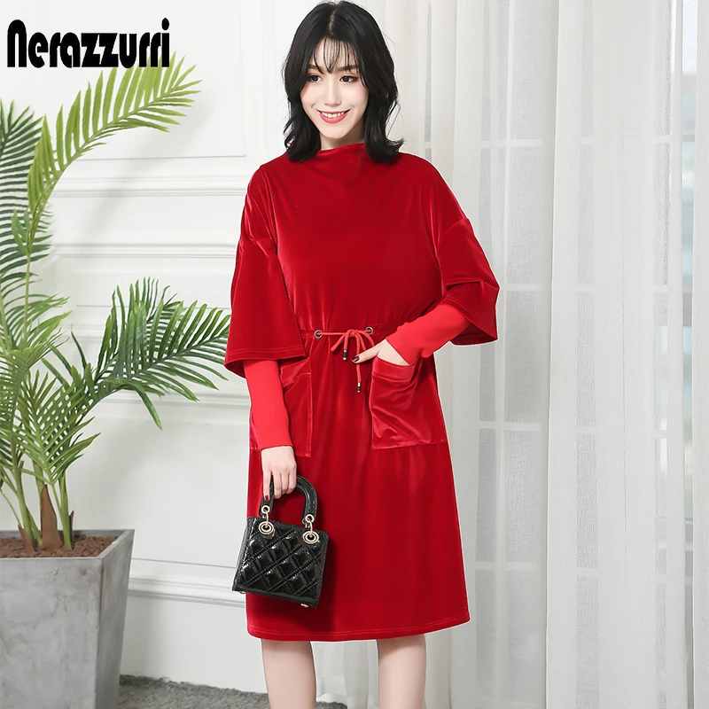 plus size red velvet dress