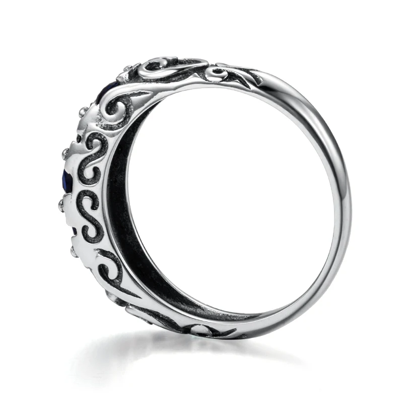 Szjinao женское Арт Деко 925 пробы Серебряное темное сапфировое кольцо для подарка вечерние свадебные камень месяца сентябрь кольцо дворцовый ветер