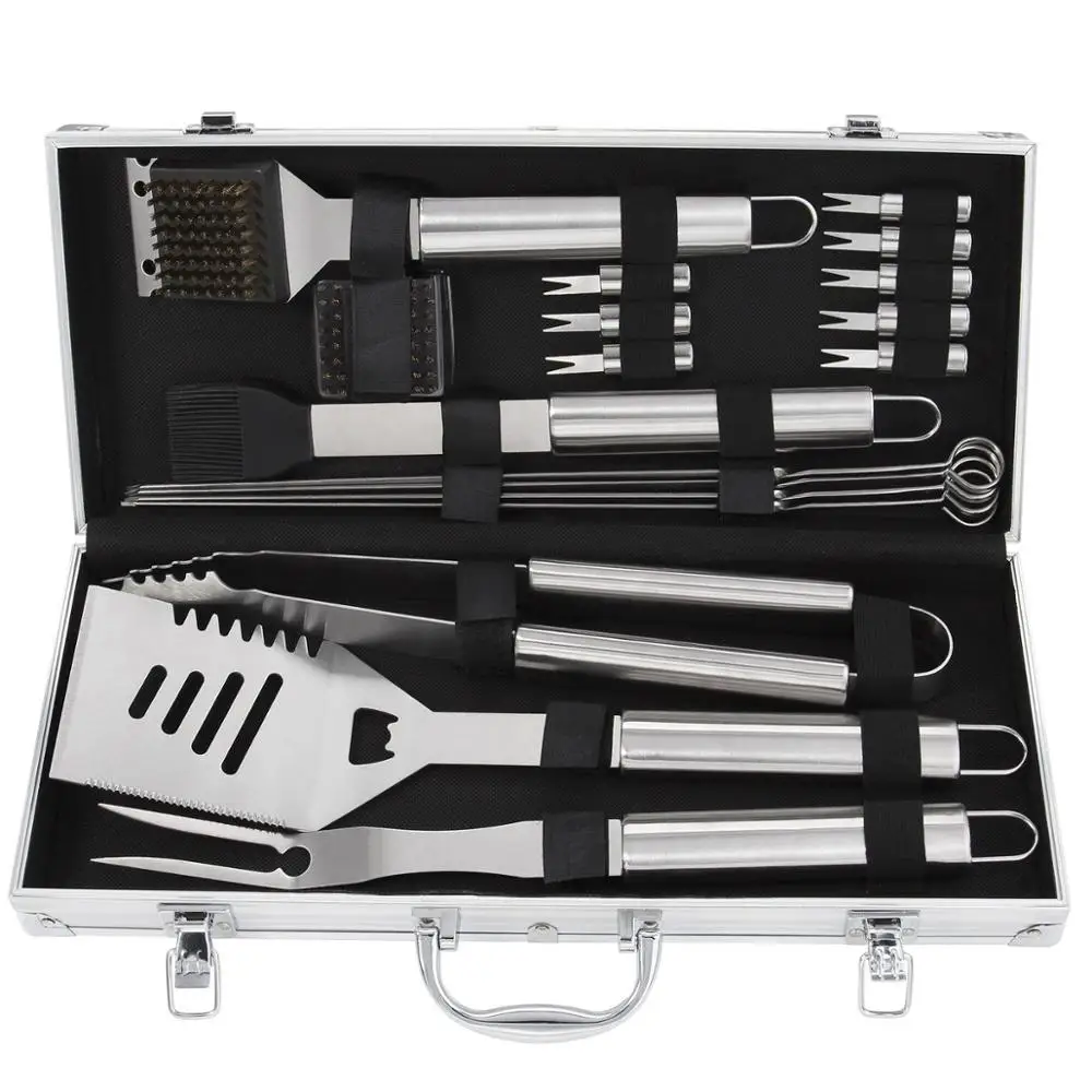 BBQ Grill Tools Set, 19 Piece Stainless Steel Barbecue Utensils Kit set ...