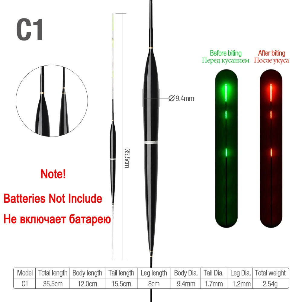 DONQL умный светодиодный светильник, поплавок для рыбной ловли, автоматически напоминающий светящийся поплавок, Электрический ночной рыболовный буй без батареи - Цвет: C1 (NO Battery)