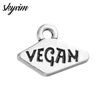 

Skyrim 20PCS Engraved Vegan Tag Charms Antique Silvery Message Pendant Fit Bracelets/Necklace DIY Metal Jewelry Accessories