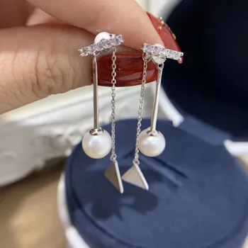 

925 Silver Anniversary Drop Earrings Findings and Component Jewelry Parts Fittings for Pearls Coral Jade Agate Beads Stones