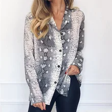 Summer Chiffon Blouse Snake Print Sexy V-neck Women Tops and Blouses Gray Brown Pink Long Sleeve Spring Shirts Plus Size 3XL Tee Summer Chiffon Blouse Snake Print Sexy V-neck Women Tops and Blouses Gray Brown Pink Long Sleeve Spring Shirts Plus Size 3XL Tee