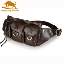 DongFang чудо Лидер продаж высокое качество Винтаж из натуральной кожи сумки Для мужчин талии Сумка Поясная Сумка кошельки аксессуары карман