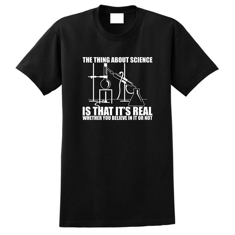 Make T Shirts Short Sleeve O-Neck Tall Science Real Believe Or Not Shirt For Men | Мужская одежда
