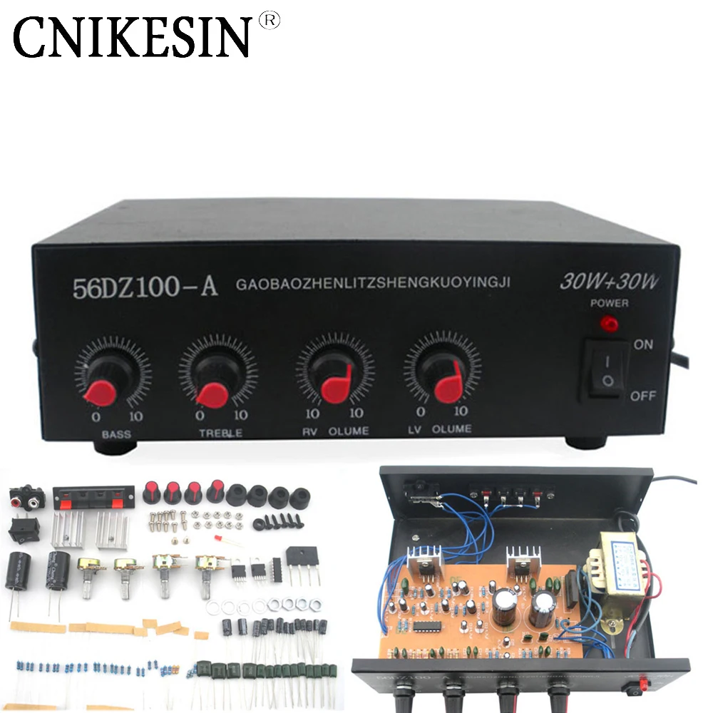 

CNIKESIN DIY suite 220V Stereo audio power amplifier kit TDA2030 Power amplifier bulk, With the shell transformer sound good