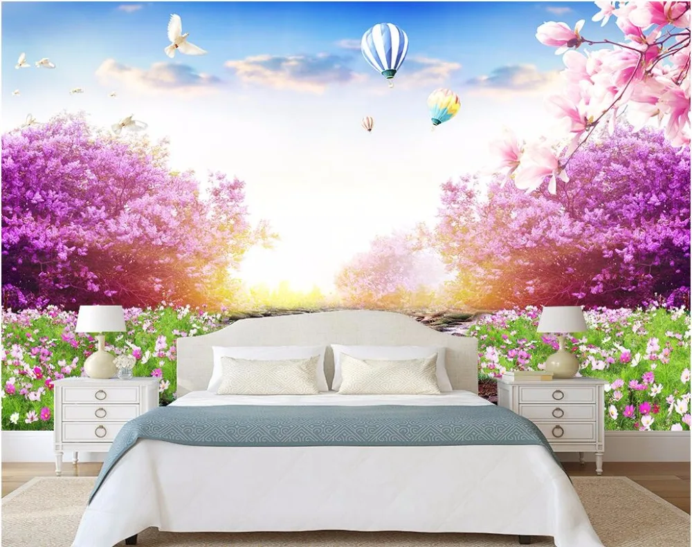 Custom Photo 3d Wallpaper Stream Flowing Water Grass Flowers Wall Custom Photo 3d Wallpaper Stream Flowing Water Grass Flowers Wall